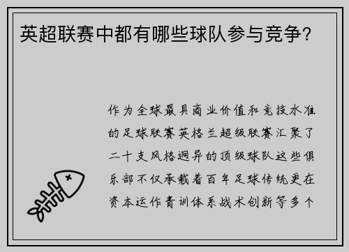 英超联赛中都有哪些球队参与竞争？